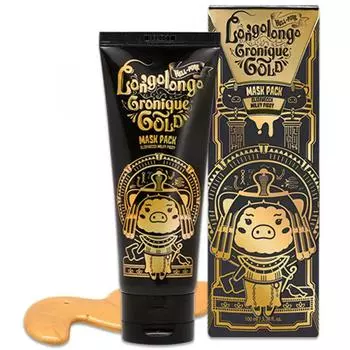 Золотая омолаживающая маска пленка Elizavecca Hell Pore Longolongo Gronique Gold Mask Pack