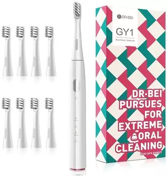 Звуковая электрическая зубная щетка DR.BEI Sonic Electric Toothbrush GY1 белая (8 насадок)