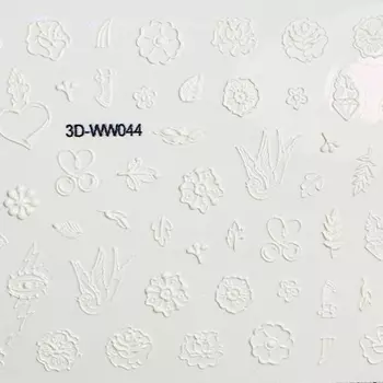 Anna Tkacheva, 3D-стикер №044 «Цветы. Листья», белый