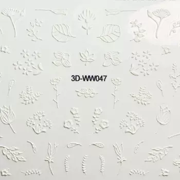 Anna Tkacheva, 3D-стикер №047 «Цветы. Листья», белый
