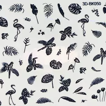 Anna Tkacheva, 3D-стикер №050 «Листья. Фламинго», черный