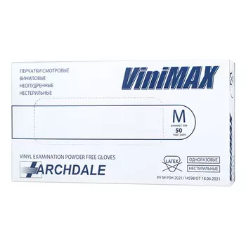 ARCHDALE, Перчатки виниловые бесцветные, размер M