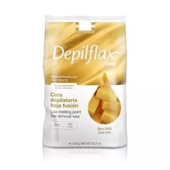 Depilflax, Воск горячий пленочный, в брикетах, Золотой (пластичность 5AB), 1000 гр.