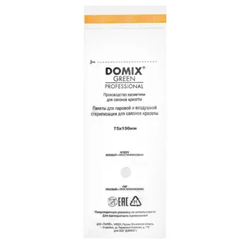 Domix, Крафт-пакеты для стерилизации и хранения инструментов, белые, 75х150 мм