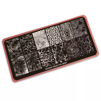 iNVENT PRiNT, Пластина для стемпинга, для дизайна ногтей, Микс битое стекло, дерево PS-01