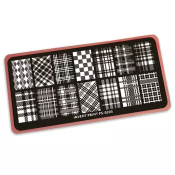 iNVENT PRiNT, Пластина для стемпинга, Узоры, Клеточка PS-203