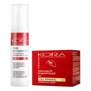 KORA, Набор для антивозрастной кожи Крем и Тоник, 50 мл и 150 мл