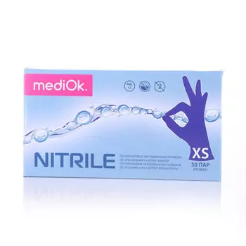 mediOk, Перчатки нитриловые, фиолетовые, размер XS, 100 шт.