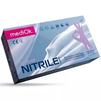 mediOk, Перчатки нитриловые, пурпурные, размер L, 100 шт.