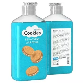 Milv, Гель-скраб для душа Cookies, 340 мл
