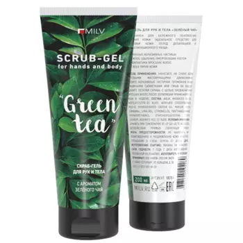 Milv, Скраб-гель для рук и тела "Зелёный чай", 200 мл