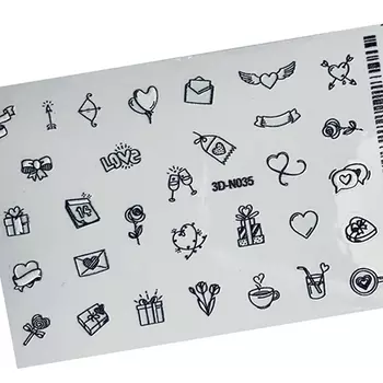 Набор, Anna Tkacheva, 3D-стикер №035 «Сердце. Праздник», черный, 2 шт.