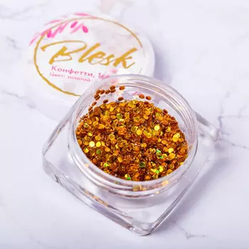 Набор, Blesk, Дизайн для ногтей «Конфетти», золотой, 1 мм, 4 шт.