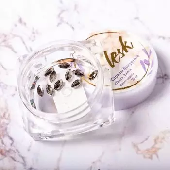 Набор, Blesk, Стразы фигурные «Глаз», серые, 2х4 мм, 10 шт., 3 шт.