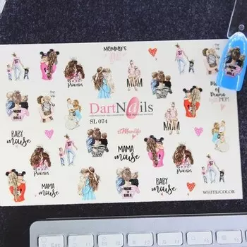 Набор, DartNails, Слайдер-дизайн Art-Fashion «Девушки с детьми» №074, 3 шт.