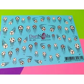 Набор, DartNails, Слайдер-дизайн Art-Fashion «Футбольные мячи» №481, 3 шт.