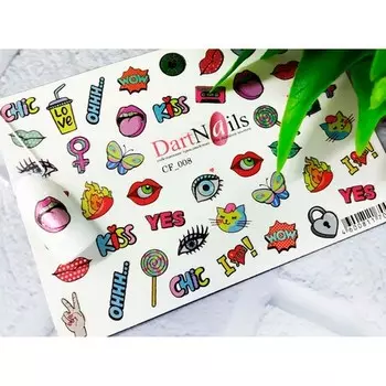 Набор, DartNails, Слайдер-дизайн Pop Art №008, фольгированный, 2 шт.