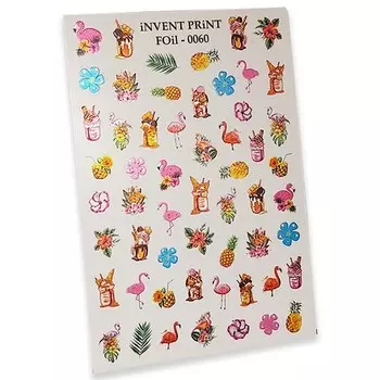 Набор, iNVENT PRiNT, Фольгированный слайдер «Pop Art. Тропический микс. Лето» №FOiL-060, 3 шт.