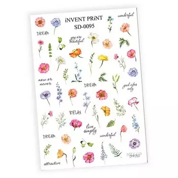 Набор, iNVENT PRiNT, Слайдер-дизайн «Цветы. Микс» №SD-95, 3 шт.