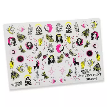 Набор, iNVENT PRiNT, Слайдер-дизайн «Микс. Девушки. Насекомые» №40, 3 шт.