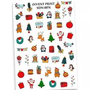 Набор, iNVENT PRiNT, Слайдер-дизайн «Новый год. Зима. Рождество. Зверята» №SDN-74, 3 шт.