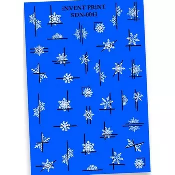 Набор, iNVENT PRiNT, Слайдер-дизайн «Новый год. Зима. Снежинки. Геометрия» №SDN-41, 3 шт.