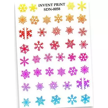 Набор, iNVENT PRiNT, Слайдер-дизайн «Новый год. Зима. Снежинки» №SDN-58, 3 шт.