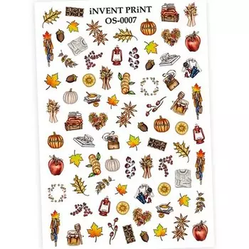 Набор, iNVENT PRiNT, Слайдер-дизайн «Осень. Веточки. Листья» №OS-07, 3 шт.