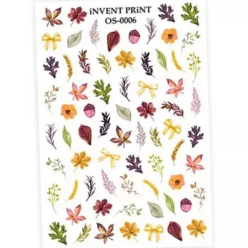 Набор, iNVENT PRiNT, Слайдер-дизайн «Осень. Веточки. Листья» №OS-06, 3 шт.