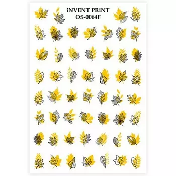 Набор, iNVENT PRiNT, Слайдер-дизайн «Осень. Веточки. Золотые листья» №OS-64F, 2 шт.