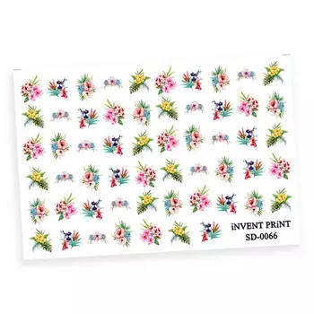 Набор, iNVENT PRiNT, Слайдер-дизайн «Тропические цветы» №SD-66, 3 шт.