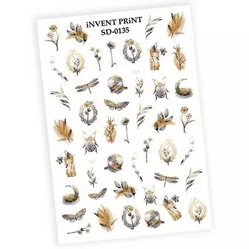 Набор, iNVENT PRiNT, Слайдер-дизайн «Веточки. Насекомые. Цветы. Листья» №SD-135, 3 шт.