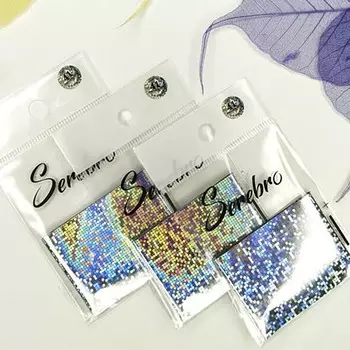 Набор, Serebro, Фольга для дизайна ногтей №41, серебряные квадратики, 5 шт.