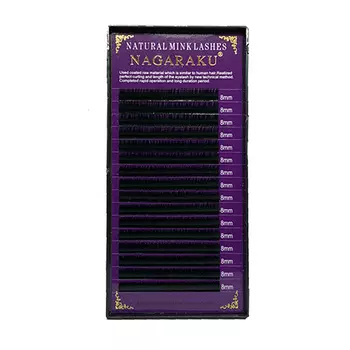 NAGARAKU, Ресницы на ленте Natural Mink, 8/0,07 мм, D-изгиб