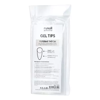 ruNail, Гелевые типсы «Миндаль», натуральные, 240 шт.