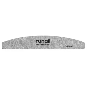 ruNail, Пилка для искусственных ногтей Premium, серая, полукруглая, 180/240