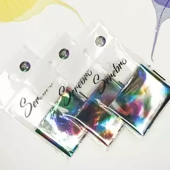 Serebro, Фольга для дизайна ногтей №53, большие пятна, глянец