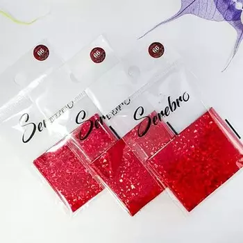 Serebro, Фольга для дизайна ногтей №66, красные голографические ромбы