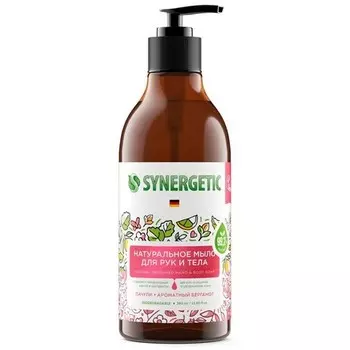 Synergetic, Парфюмированное мыло для рук «Пачули и ароматный бергамот», 380 мл