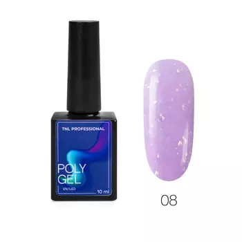 TNL Professional, Жидкий Poly Gel №08 лиловый с жемчужной поталью и шиммером, 10 мл