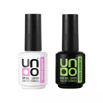 UNO, Набор база Rubber и топ Super Shine, 15 мл