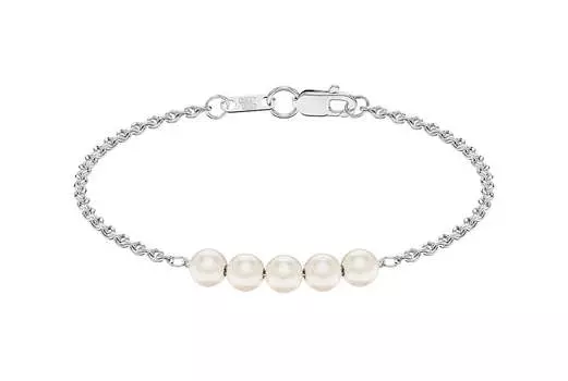 Браслет «Гурмета кордино с жемчугом», серебряный Krastsvetmet