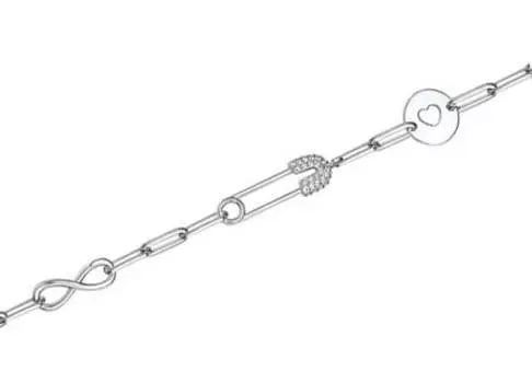 Браслет серебряный Delta «Булавка» с фианитами