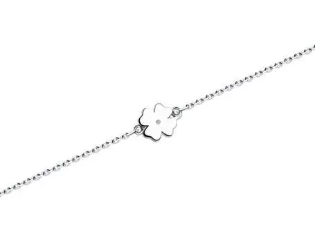 Браслет серебряный Sokolov «Клевер» с бриллиантом