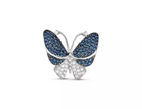 Брошь серебряная Delta «Бабочка» с фианитами и кварцем