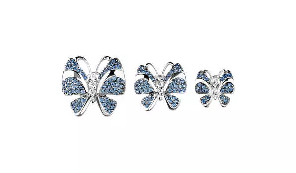 Брошь серебряная Delta «Бабочки» с кварцем и фианитами