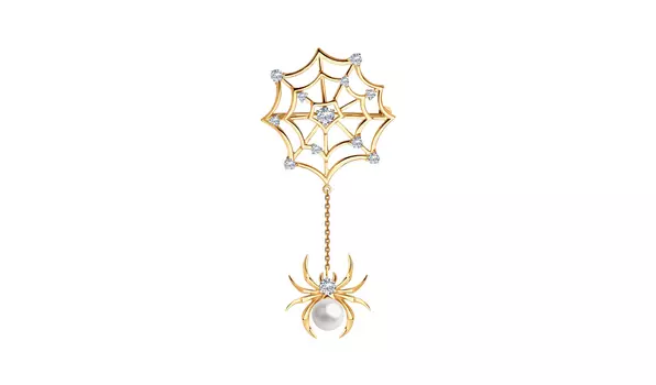 Брошь золотая Sokolov «Паук» с жемчугом и фианитами