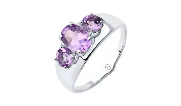 Кольцо серебряное Diamant с аметистами