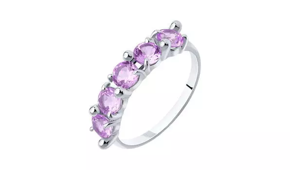 Кольцо серебряное Diamant с аметистами
