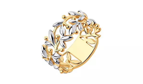 Кольцо серебряное Diamant «Веточка»
